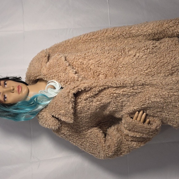 Nordstrom Teddy Coat Sherpa Jacket Tan Faux Shearling - Picture 1 of 15